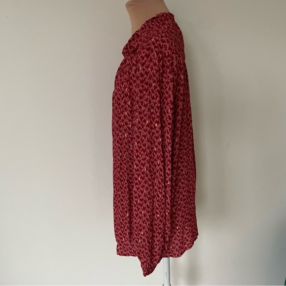 PAIGE Doris V-Neck Red Papaya Multi Gold Long Sleeve Button Down Blouse NWT Sz L - Picture 6 of 12